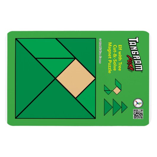 Tangram Christmas Elf Magnet - Sitzen am Baum (Horizontal)