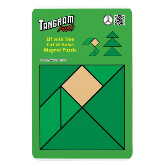 Tangram Christmas Elf Magnet - Sitzen am Baum (Vertikal)