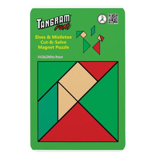 Tangram Christmas Elf Magnet - Unter dem Mistleton (Vertikal)