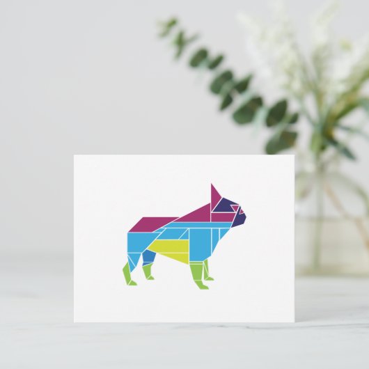 Tangram Frenchie, mehrfarbig Postkarte (Stehend Vorderseite)
