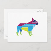 Tangram Frenchie, mehrfarbig Postkarte (Vorne/Hinten)