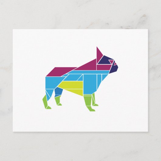 Tangram Frenchie, mehrfarbig Postkarte (Vorderseite)