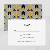 Tangram Heart Wedding RSVP Card Black Gold Silver Karte (Vorne/Hinten)