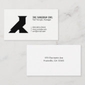 Tangram Owl Black Geometric Shape Simple White Visitenkarte (Vorne/Hinten)