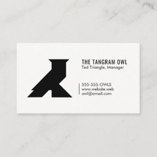Tangram Owl Black Geometric Shape Simple White Visitenkarte