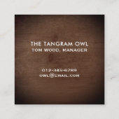 Tangram Owl Woods Modern Design Quadratische Visitenkarte (Rückseite)