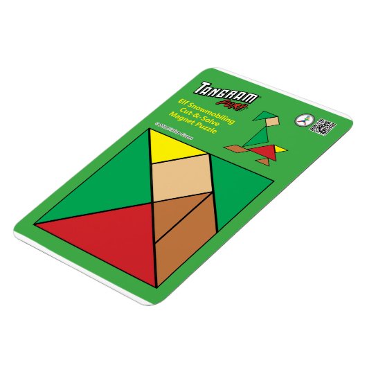 Tangram Quirky Elf Magnet - Snowmobiling (Linke Seite)