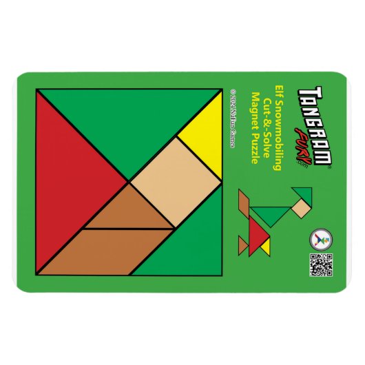 Tangram Quirky Elf Magnet - Snowmobiling (Horizontal)