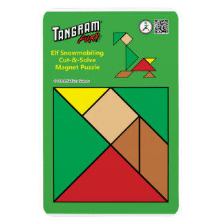 Tangram Quirky Elf Magnet - Snowmobiling