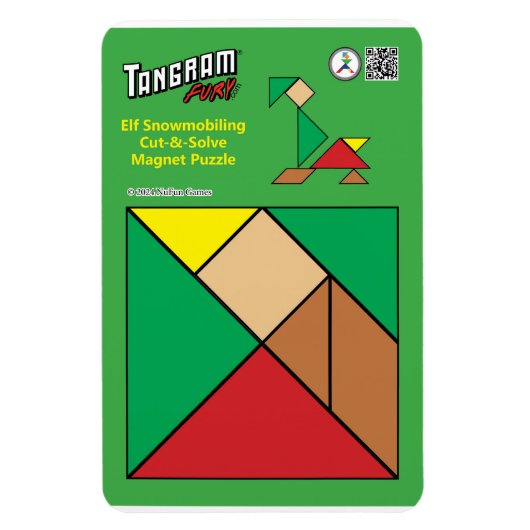 Tangram Quirky Elf Magnet - Snowmobiling (Vertikal)