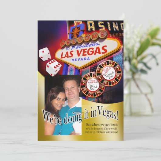 Tania- und Ericlas vegas Empfang Einladung (Stehend Vorderseite)