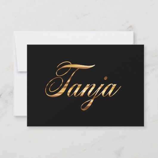 Tanja gold Design Lettering Karte (Vorderseite)