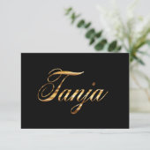 Tanja gold Design Lettering Karte (Stehend Vorderseite)