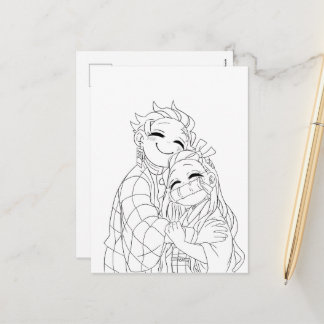 Tanjiro and Nezuko hug Feiertagspostkarte