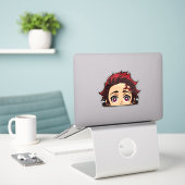 Tanjiro Kamado Peeker Sticker - Demon Slayer Decal (Laptop auf Schreibtisch)