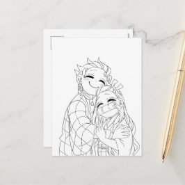 Tanjiro und Nezuko umarmen sich Feiertagspostkarte