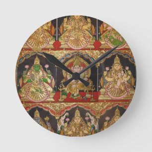 TANJORE MALEREI ASHTALAKSHMI SÜDINDIEN RUNDE WANDUHR