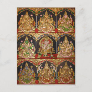TANJORE PAINTING ASHTALAKSHMI SÜDINDIEN POSTKARTE