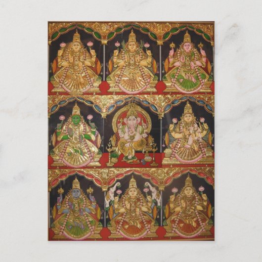 TANJORE PAINTING ASHTALAKSHMI SÜDINDIEN POSTKARTE (Vorderseite)