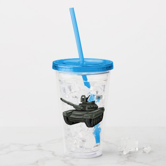 Tank-Cartoon-Abbildung Acryltrinkbecher (Vorderseite Ice)