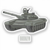 Tank-Cartoon-Abbildung Aufkleber (Vorderseite)