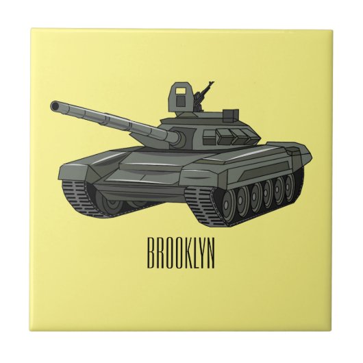 Tank-Cartoon-Abbildung Fliese (Vorderseite)