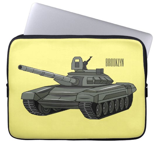 Tank-Cartoon-Abbildung Laptopschutzhülle (Vorderseite)