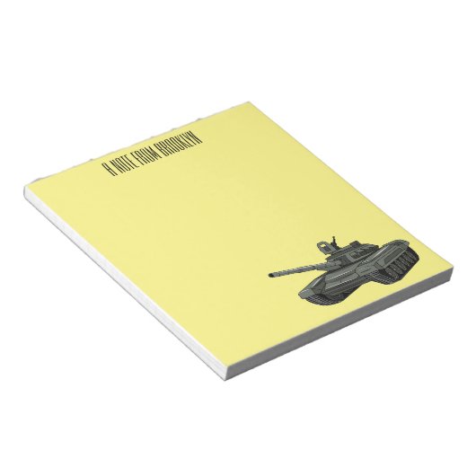 Tank-Cartoon-Abbildung Notizblock (angewinkelt)
