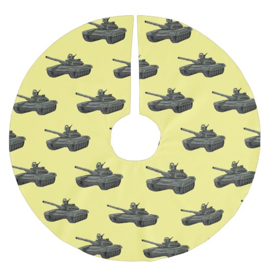 Tank-Cartoon-Abbildung Polyester Weihnachtsbaumdecke (Vorderseite)