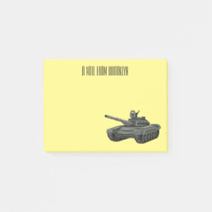Tank-Cartoon-Abbildung Post-it Klebezettel