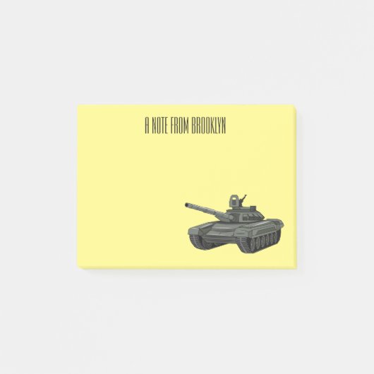 Tank-Cartoon-Abbildung Post-it Klebezettel (Vorderseite)