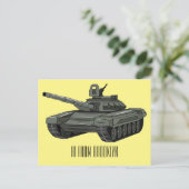 Tank-Cartoon-Abbildung Postkarte (Stehend Vorderseite)