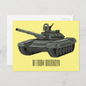 Tank-Cartoon-Abbildung Postkarte (Vorne/Hinten)