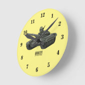 Tank-Cartoon-Abbildung Runde Wanduhr (Winkel)
