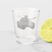 Tank-Cartoon-Abbildung Schnapsglas (Rückseite)