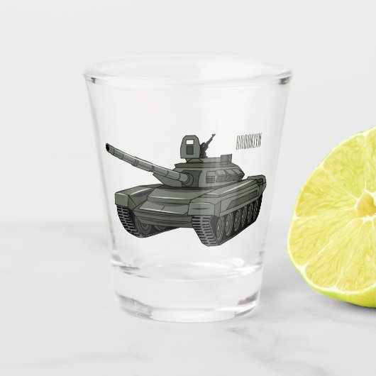 Tank-Cartoon-Abbildung Schnapsglas (Vorderseite)