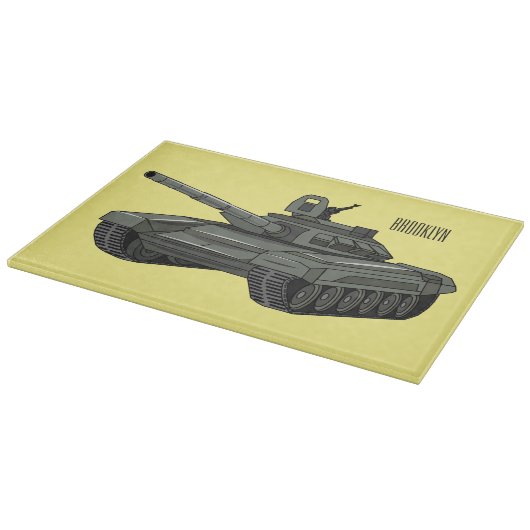 Tank-Cartoon-Abbildung Schneidebrett (Ecke)