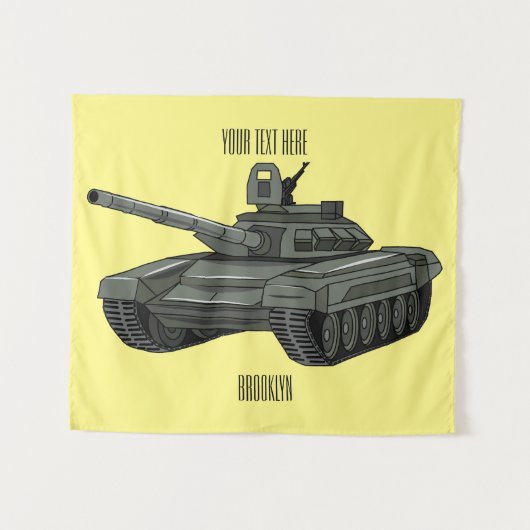 Tank-Cartoon-Abbildung Wandteppich (Vorderseite (Horizontal))