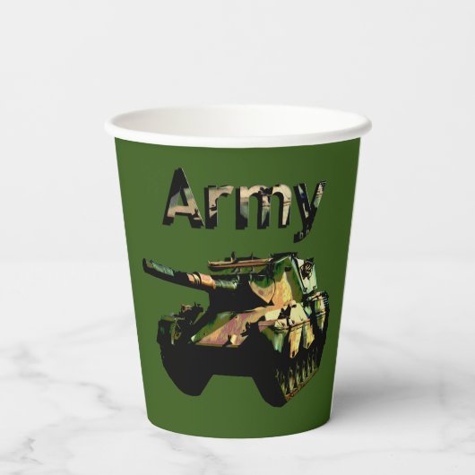 Tank der grünen Khaki-Armee, Party-Cups auf Papier Pappbecher (Rückseite)