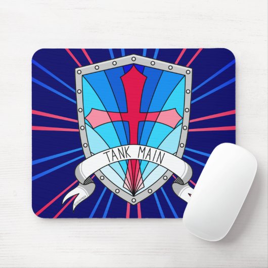 Tank Main Gamer Blue Red Cartoon Shield Mousepad (Mit Mouse)