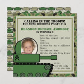 Tank Party Birthday/Foto Einladung (Vorne/Hinten)