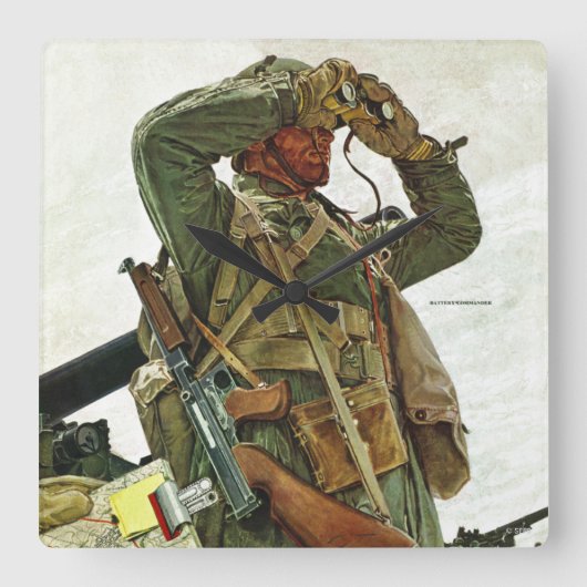 Tank Patrol Quadratische Wanduhr (Vorderseite)