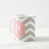 Tank Peach Pink Zickzack Monogram Kaffeetasse (Vorderseite Links)