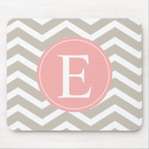 Tank Peach Pink Zickzack Monogram Mousepad