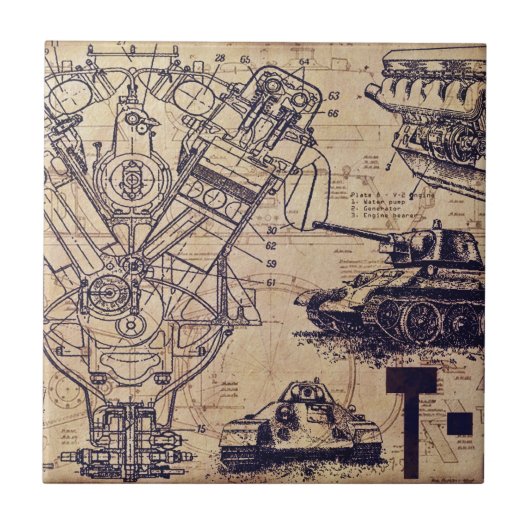 Tank Schematics Art Fliese (Vorderseite)
