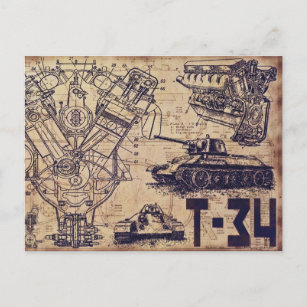 Tank Schematics Art Postcard Postkarte