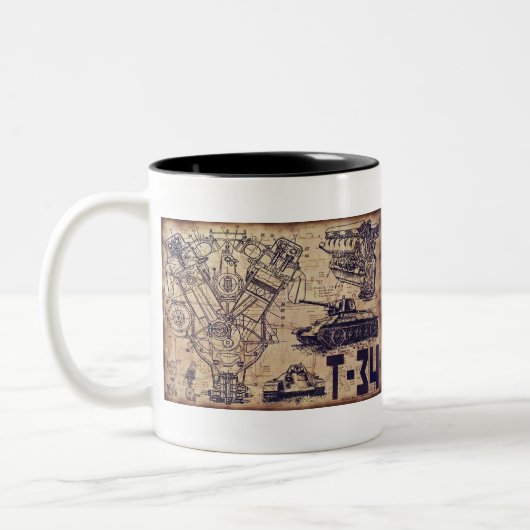Tank Schematics Art Zweifarbige Tasse (Links)