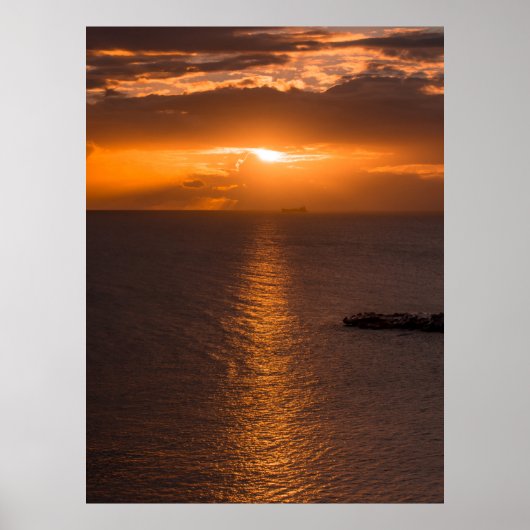 Tank Ship At Sunset In Atlantic Ocean Poster (Vorne)
