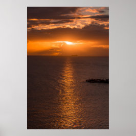 Tank Ship At Sunset In Atlantic Ocean Poster