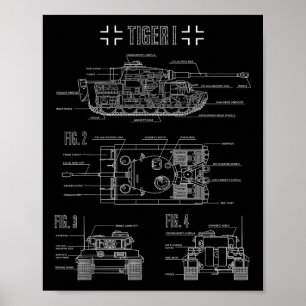 Tank Tiger I Engineering Bluepe des Zweiten Weltkr Poster